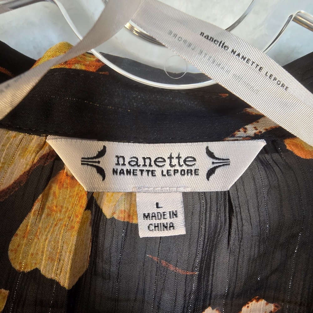 Nanette Lepore Lightweight Camisole & Floral Sheer Top Sz Large Metallic Artsy - Picture 5 of 16